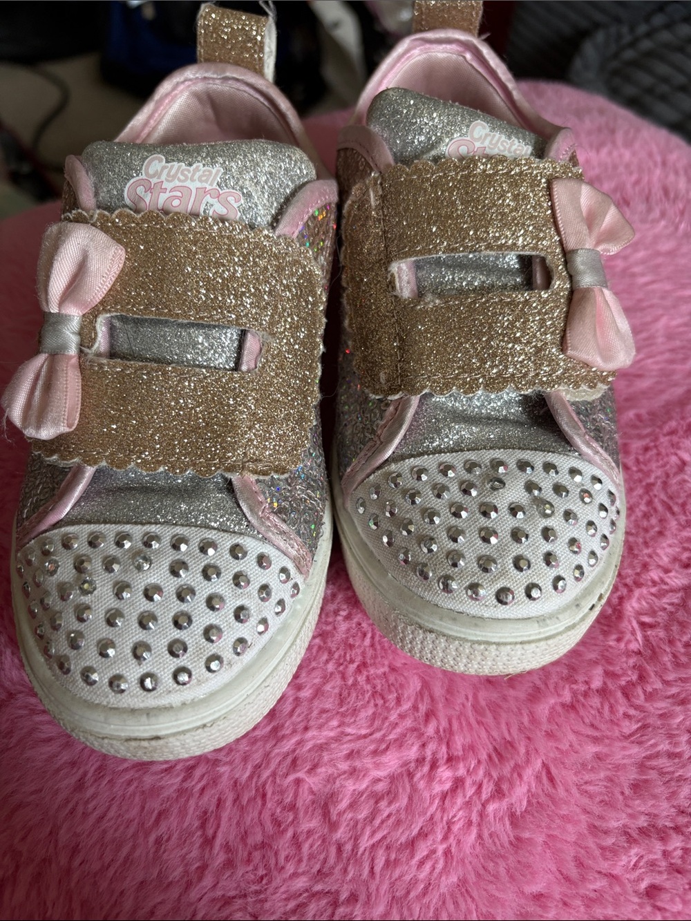 Skechers Girls Glitter Sneakers - Pink & Gold